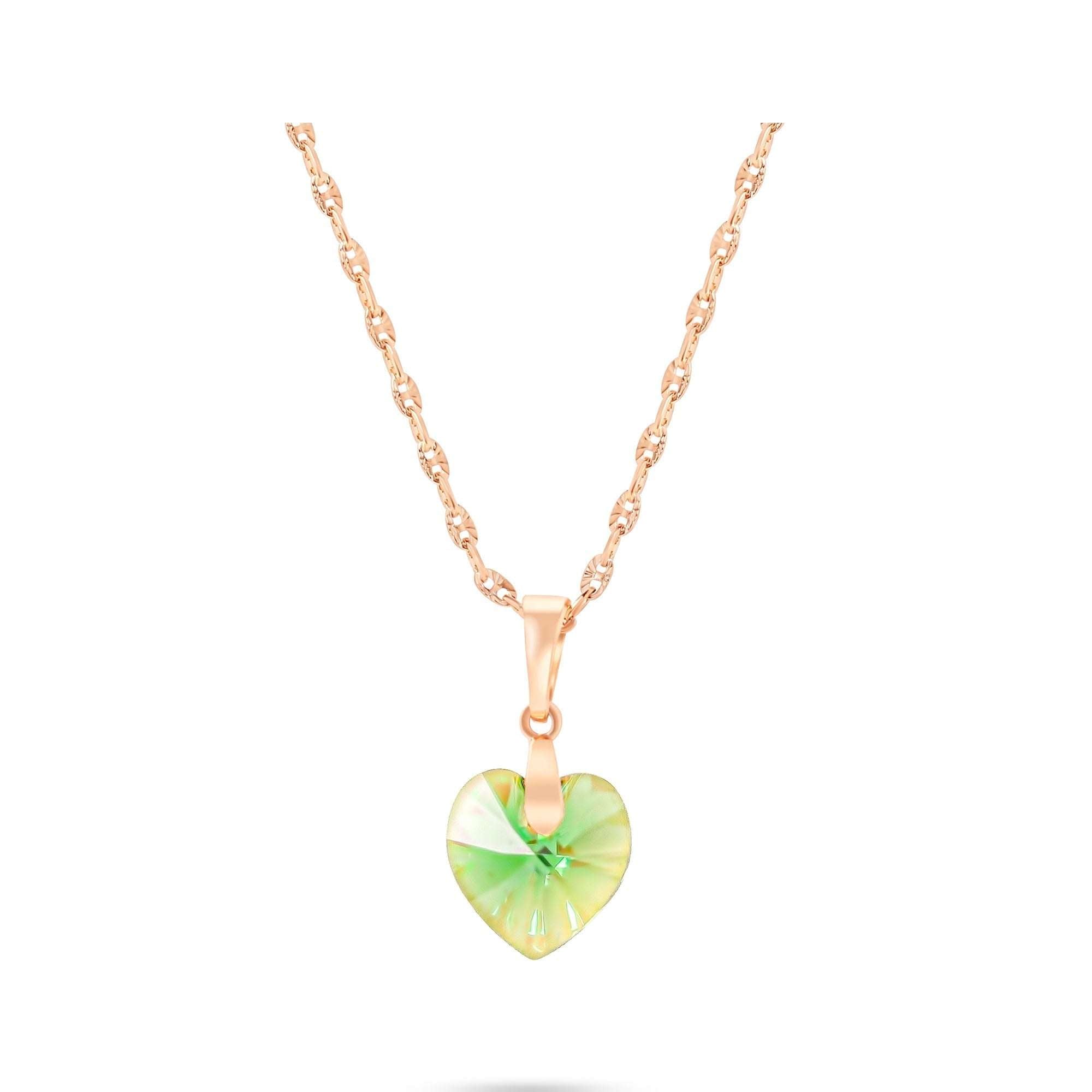 Kaklarota ar zaļu Swarovski sirds formas kristālu