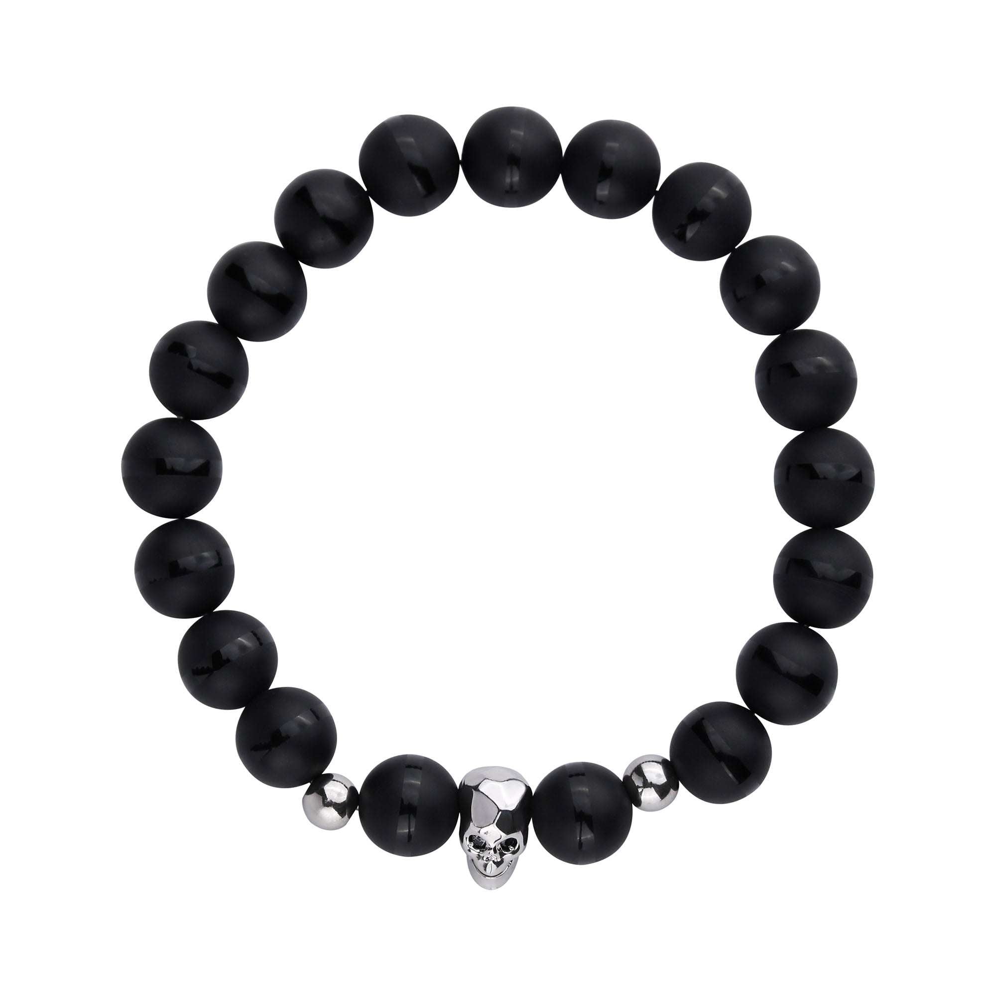 Tibetas stila rokassprādze no krāsotā Dzi ahāta ar galvaskausu