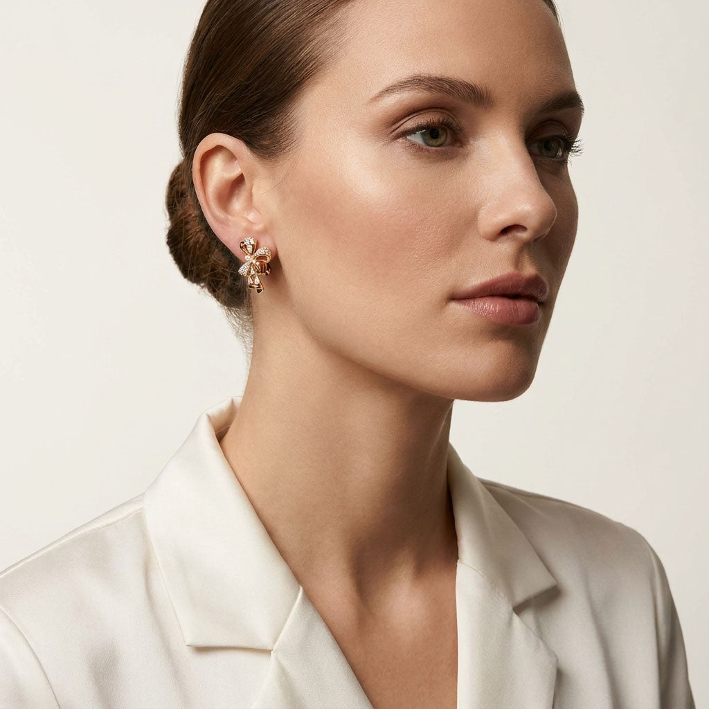 Sieviešu klipšu auskari bantītes formā