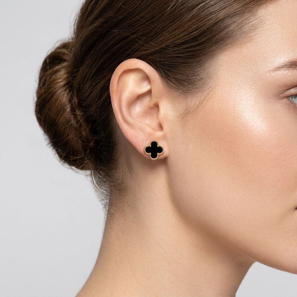 Серьги в форме четырёхлистного клевера – 12 мм