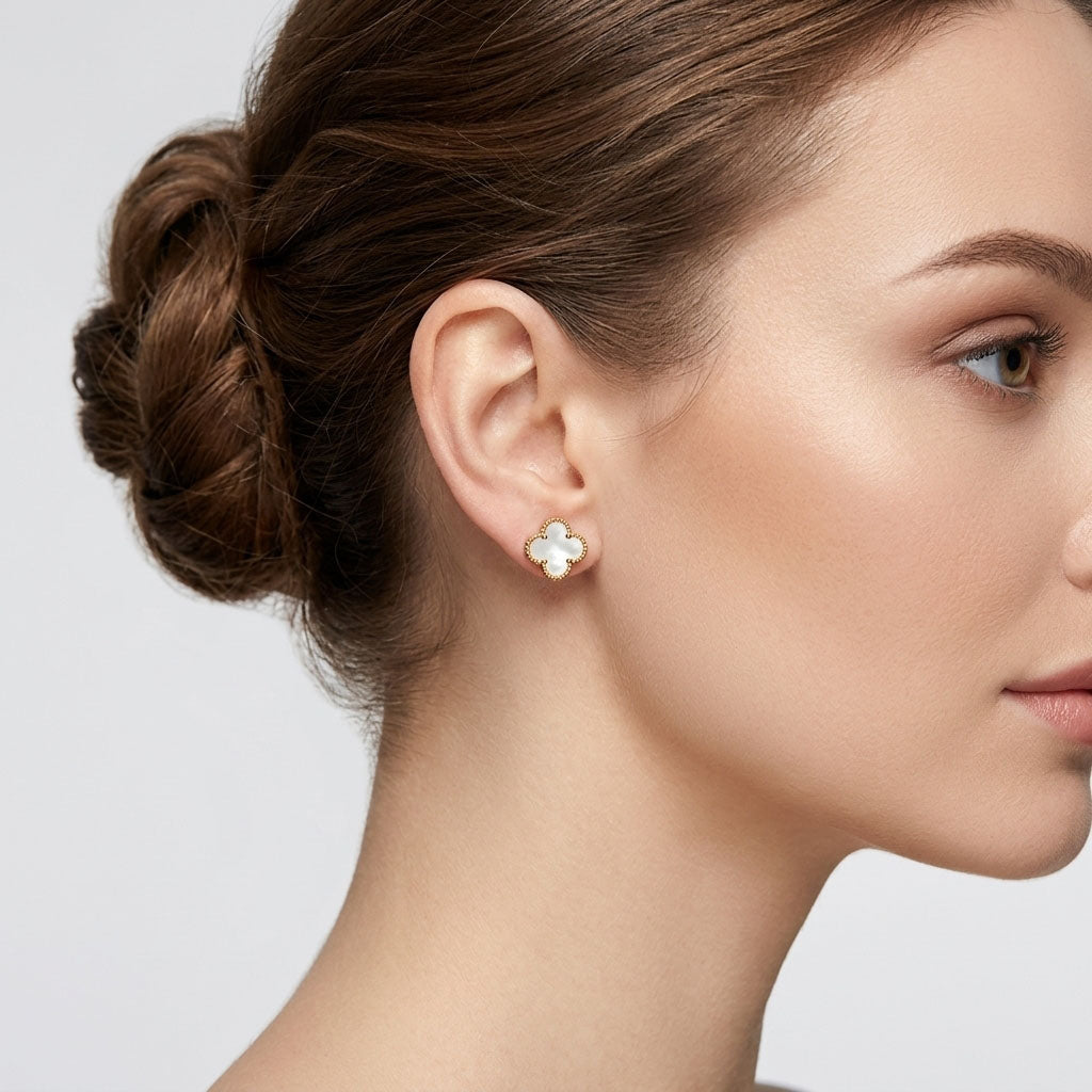 Серьги в форме четырёхлистного клевера – 12 мм