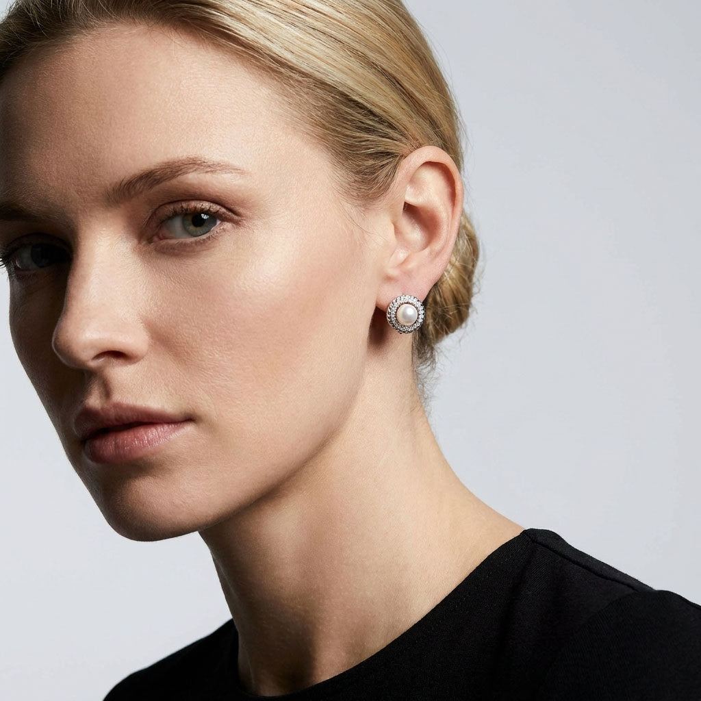 Eleganti auskari ar pērli un kongo slēdzeni