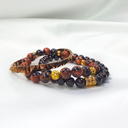 Sarkanbrūnas sieviešu aproces no dabīgiem un sintētiskiem akmeņiem