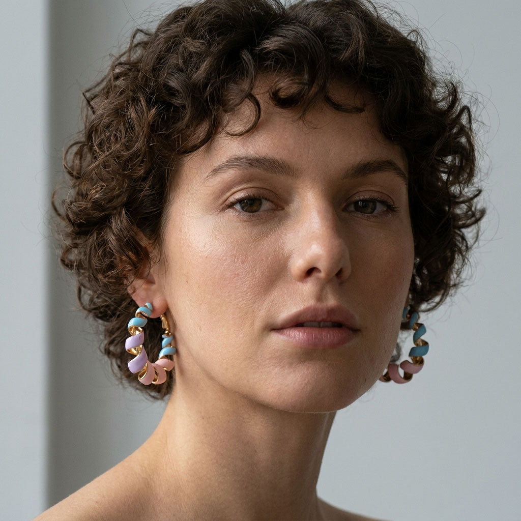 Daudzkrāsainie auskari ar emāliju