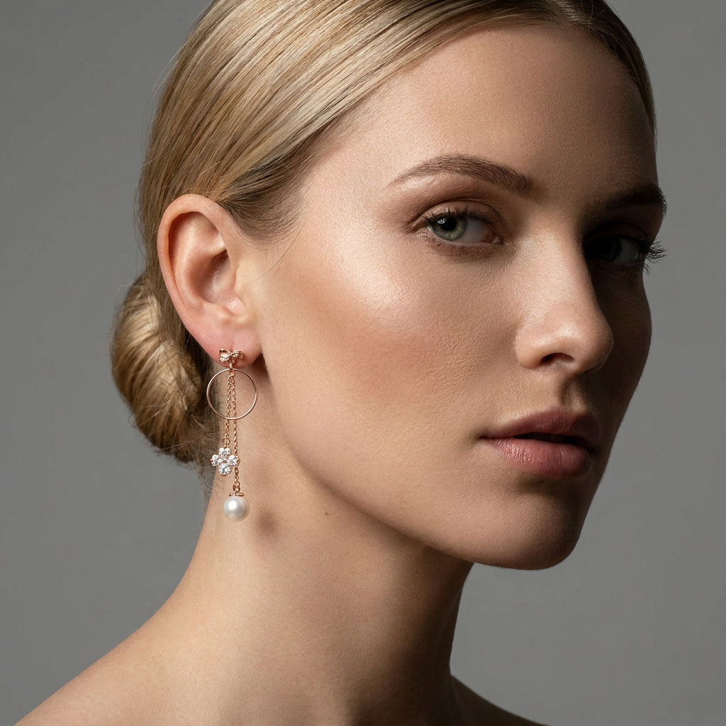 Auskari ar dieviem akcentiem - pērli un āboliņu