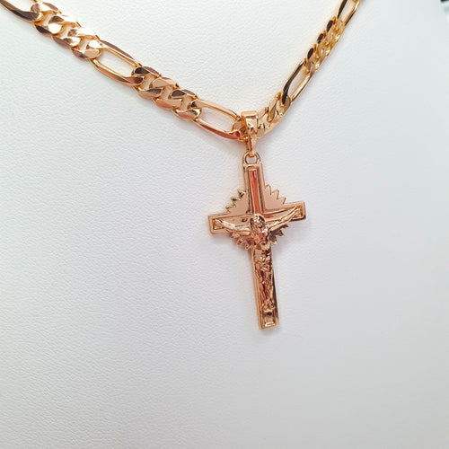 Detalizēta katoļu krusta rota no bižutērijas ar kvalitatīvu zelta apdari