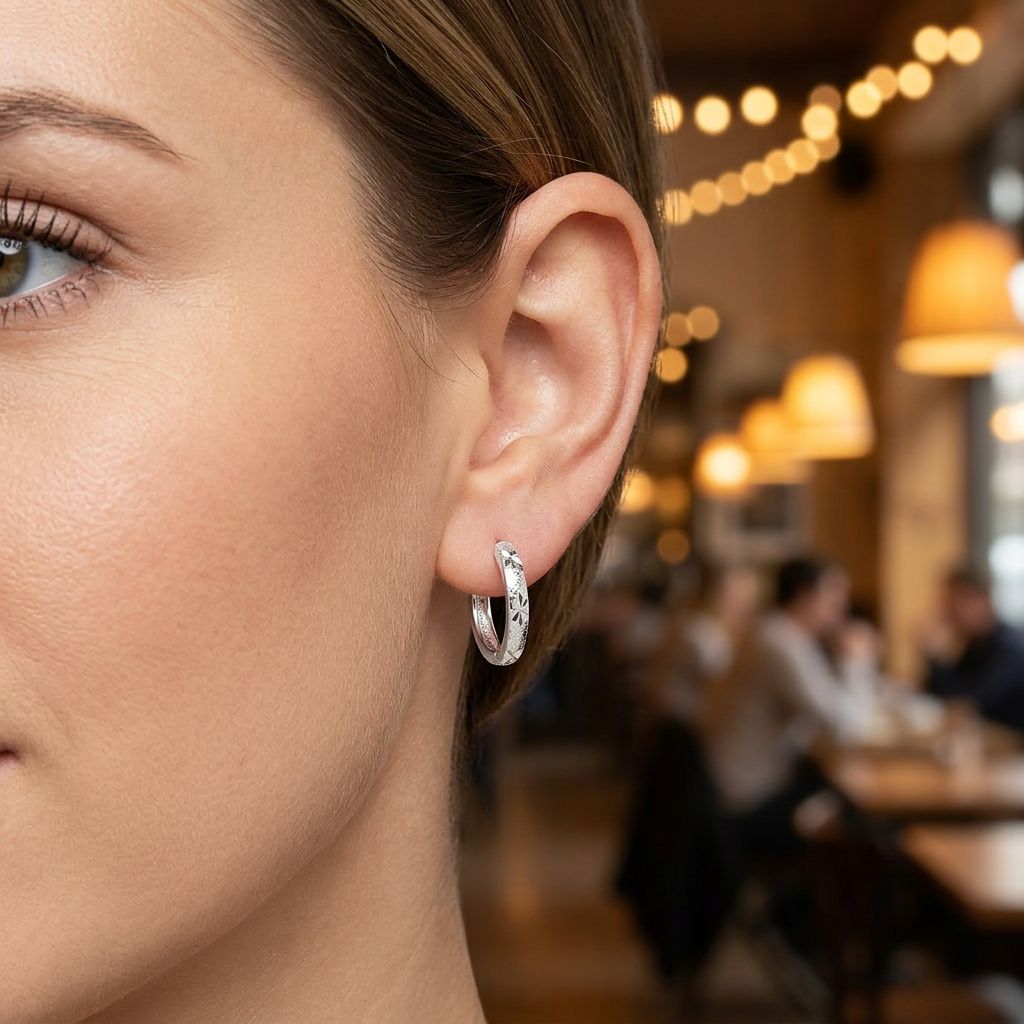 Riņķu auskari ar zvaigžņu gravējumu