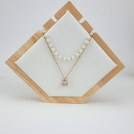 Elegantā kaklarota ar kristālu un pērlītēm