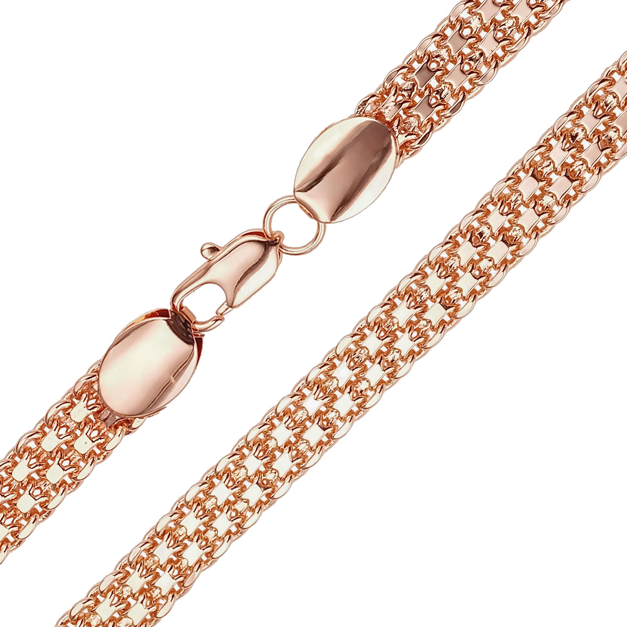 Grezna 18K zelta pārklājuma Bismark ķēdīte 60 cm garumā