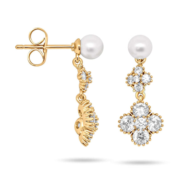 Elegantiški auskarai su perlu ir baltais cirkoniais