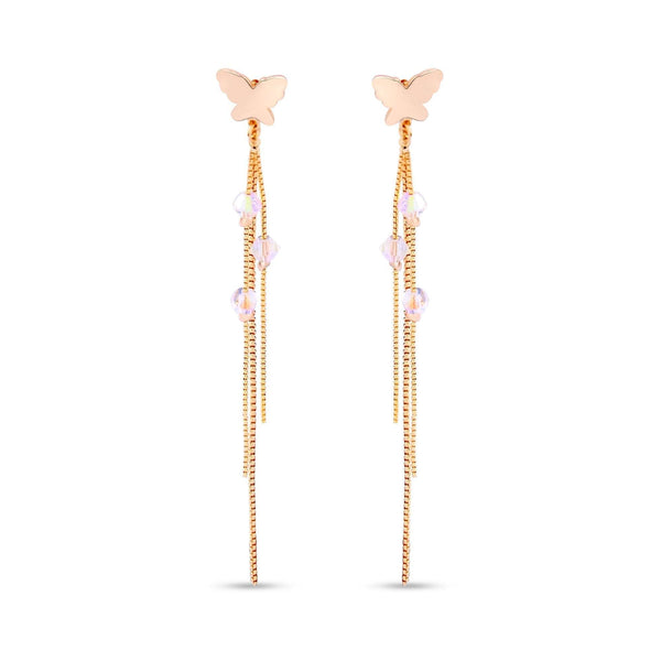 Длинные серьги с мотивом бабочки и кристаллами