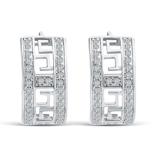 Sudraba krāsas auskari ar grieķu ornamentu