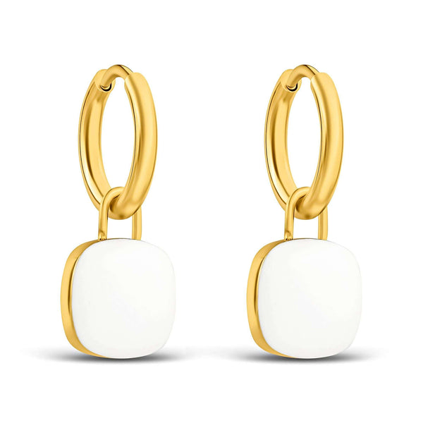 Apzeltīti auskari ar balto piekariņu