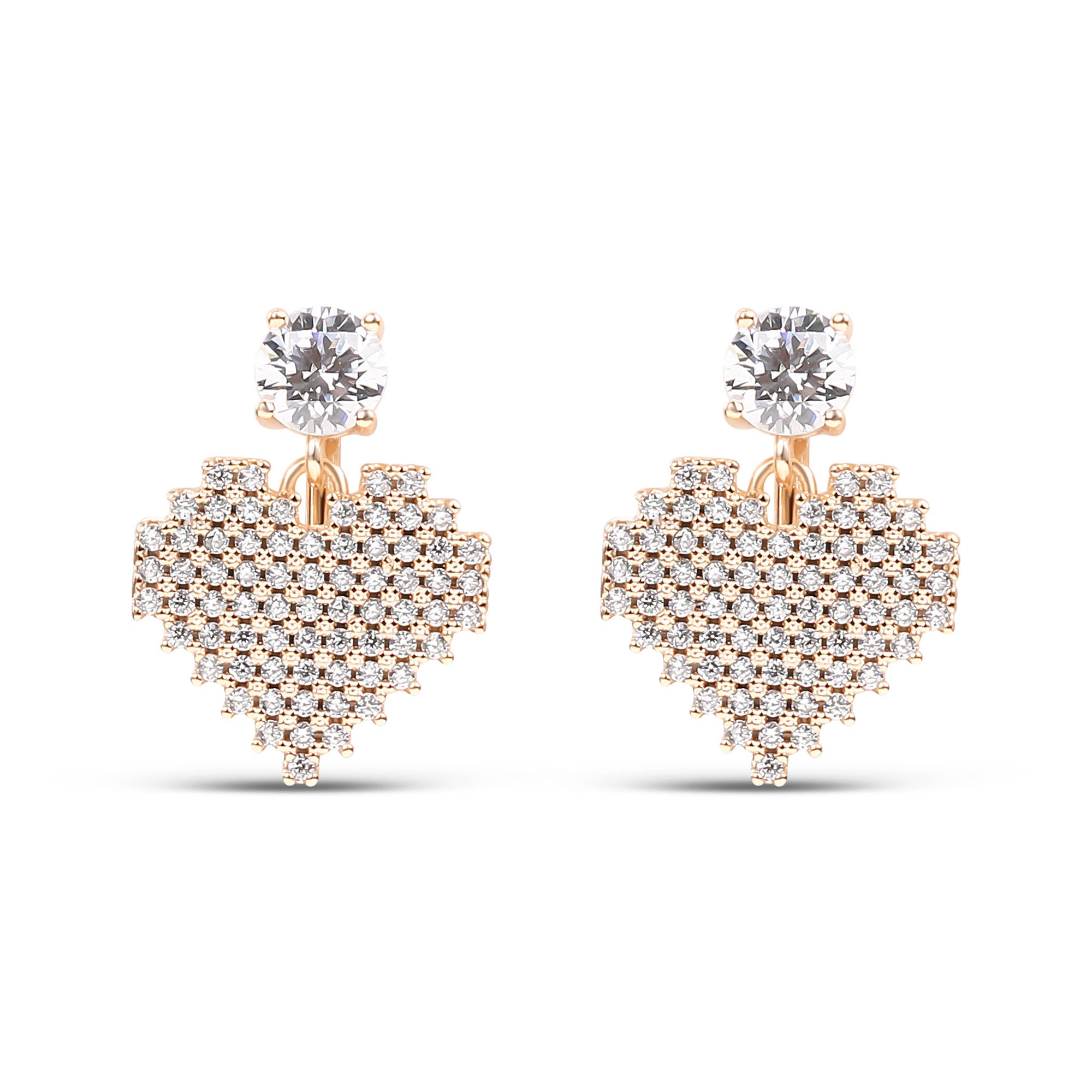 Mirdzoši sirds formas auskari ar 18K zelta pārklājumu