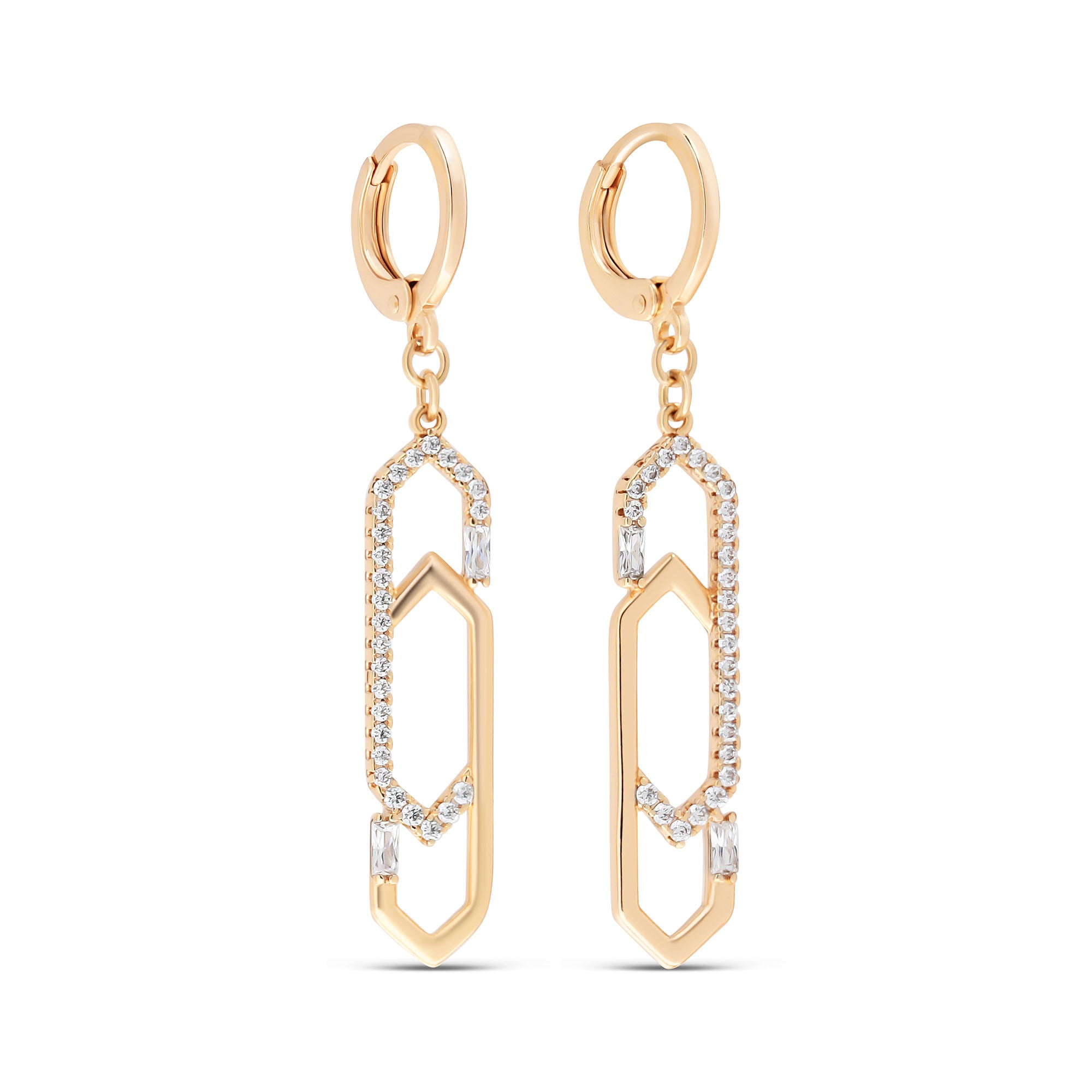 Auskari ar lineāru dizainu un akmens mirdzumu