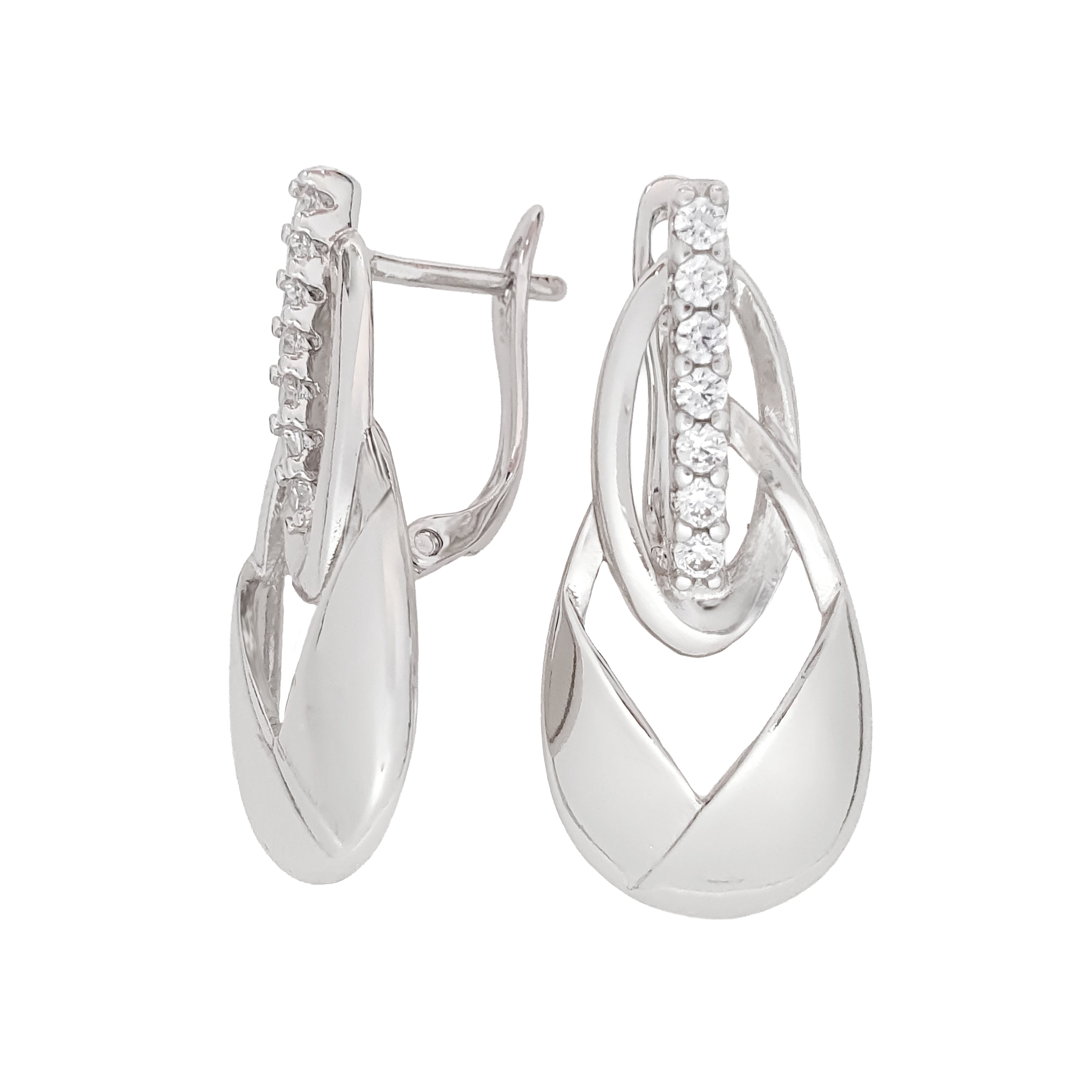 Iegareni auskari ar centrālu mirdzošu elementu joslu