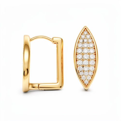 Lapas formas auskari ar 18K zelta pārklājumu un dzidriem cirkona akmeņiem