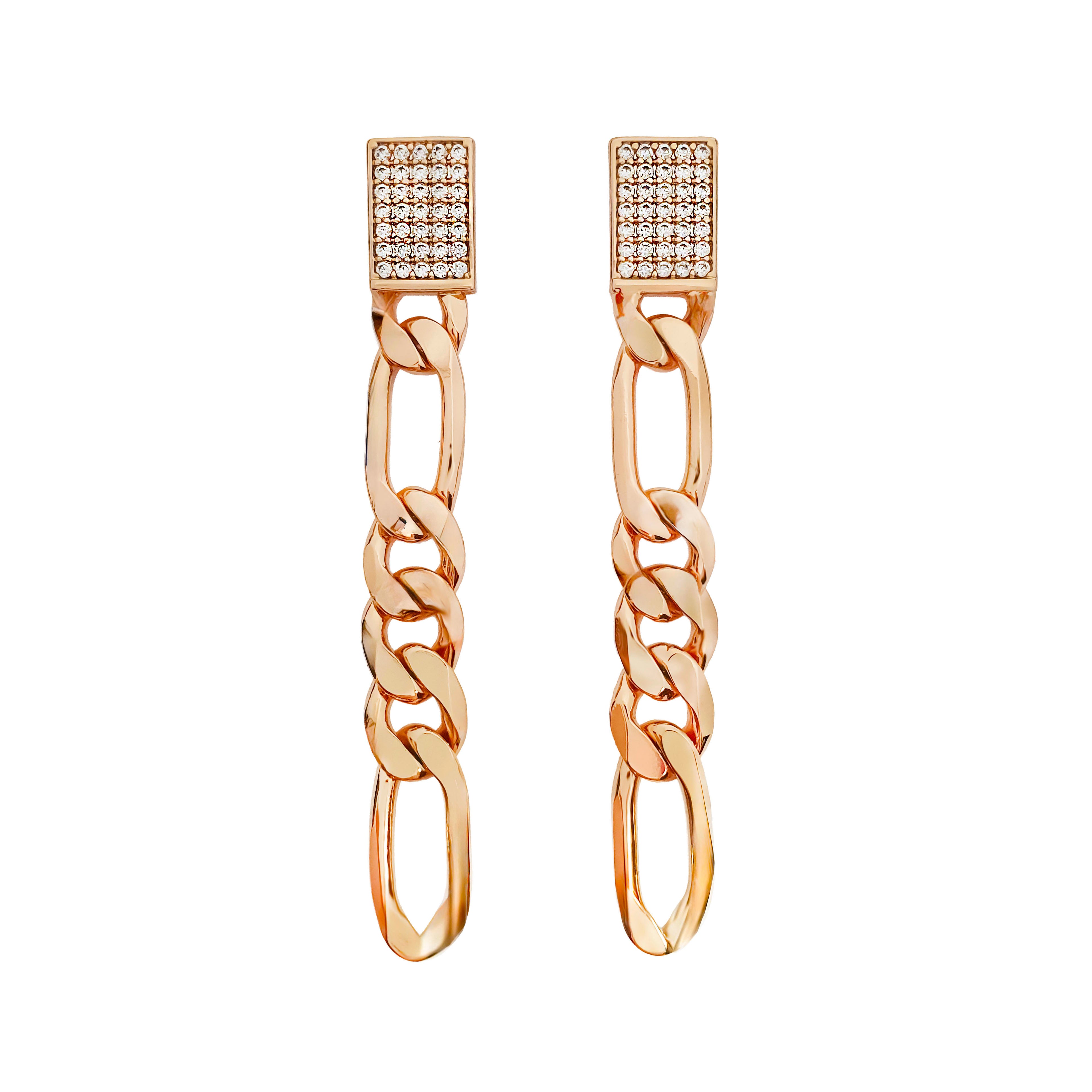 Spilgti ķēžu akcenta auskari ar kristāliem