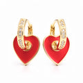 Riņķa auskari ar noņemamu sarkanu sirds elementu