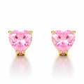 Rozā cirkona sirds nagliņu auskari