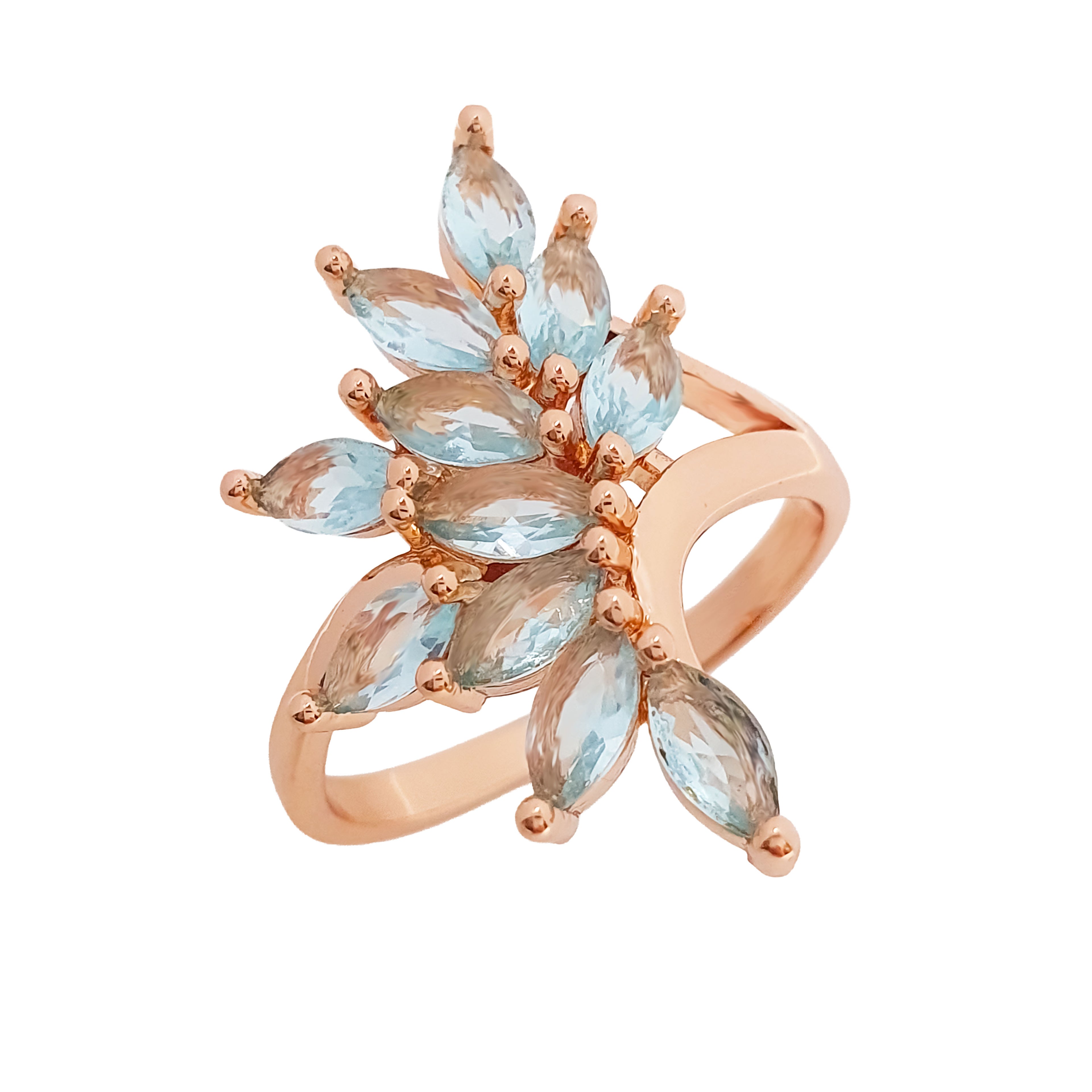 Zarojošs gredzens ar gaiši ziliem cirkoniem