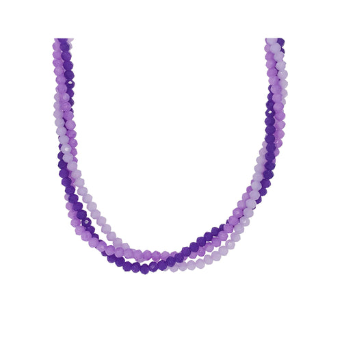 Kaklarota no trim violetu toņu lodīšu rindām