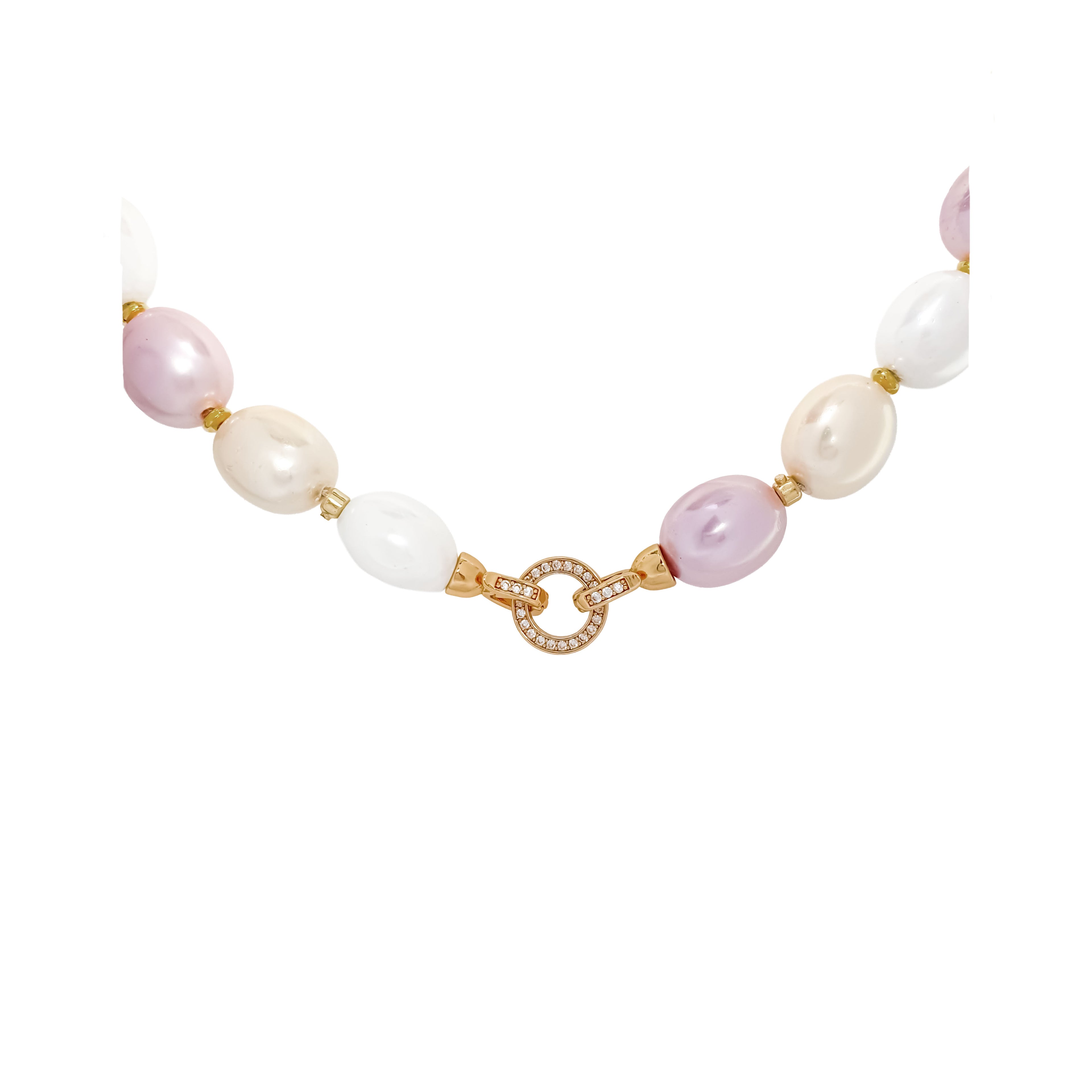 Kaklarota no ovālām pērlēm ar abpusēji atveramu priekšējo aizdari