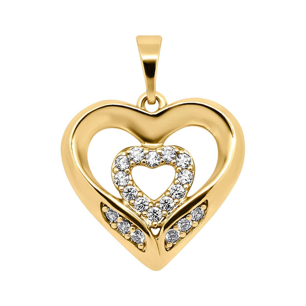 Кулон 25 мм в форме сердца с камнями