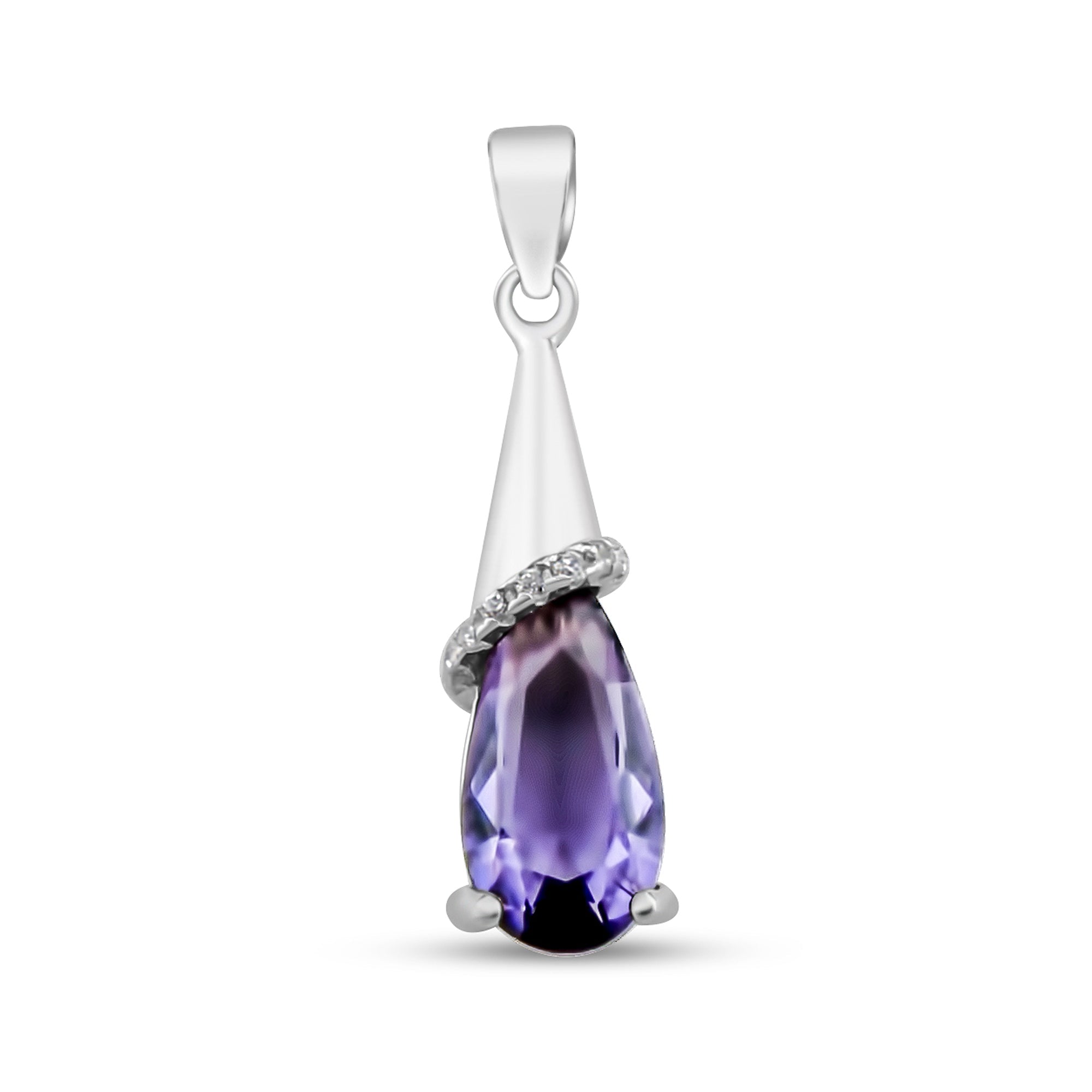 Elegants sudraba kulons ar violetu ametista akmeni