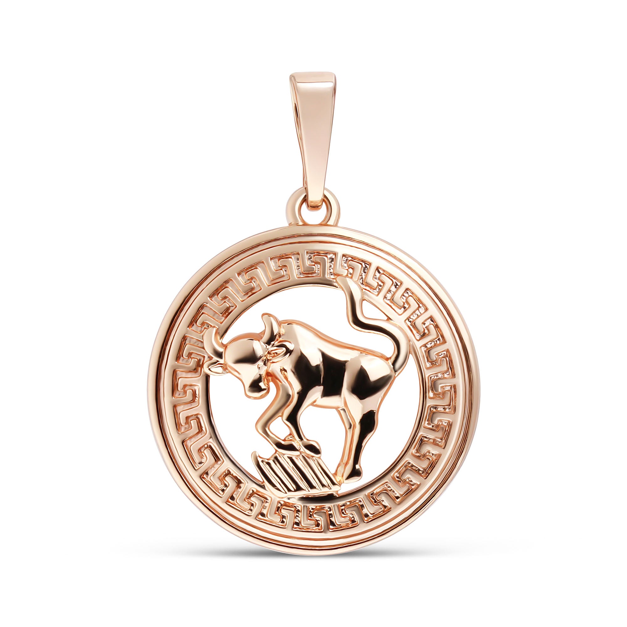 Apzeltīts medaljons ar Vērša zīmes atveidojumu un greznu ornamentu