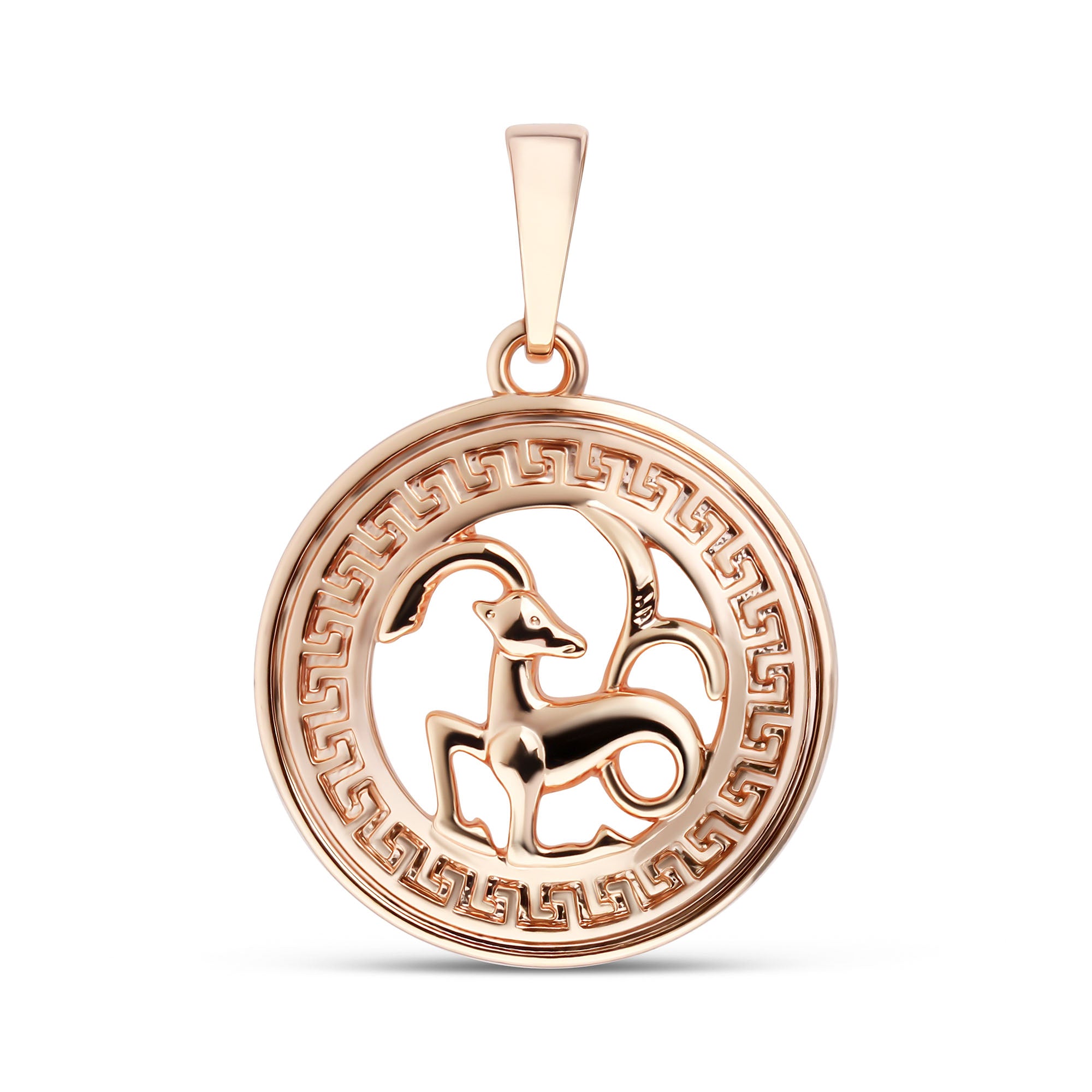 Apzeltīts medaljons ar Mežāža simbolu un klasisku grieķu raksta rāmi