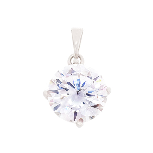 Liela izmēra apaļš cirkona kristāls ar četriem stiprinājumiem sudraba tonī