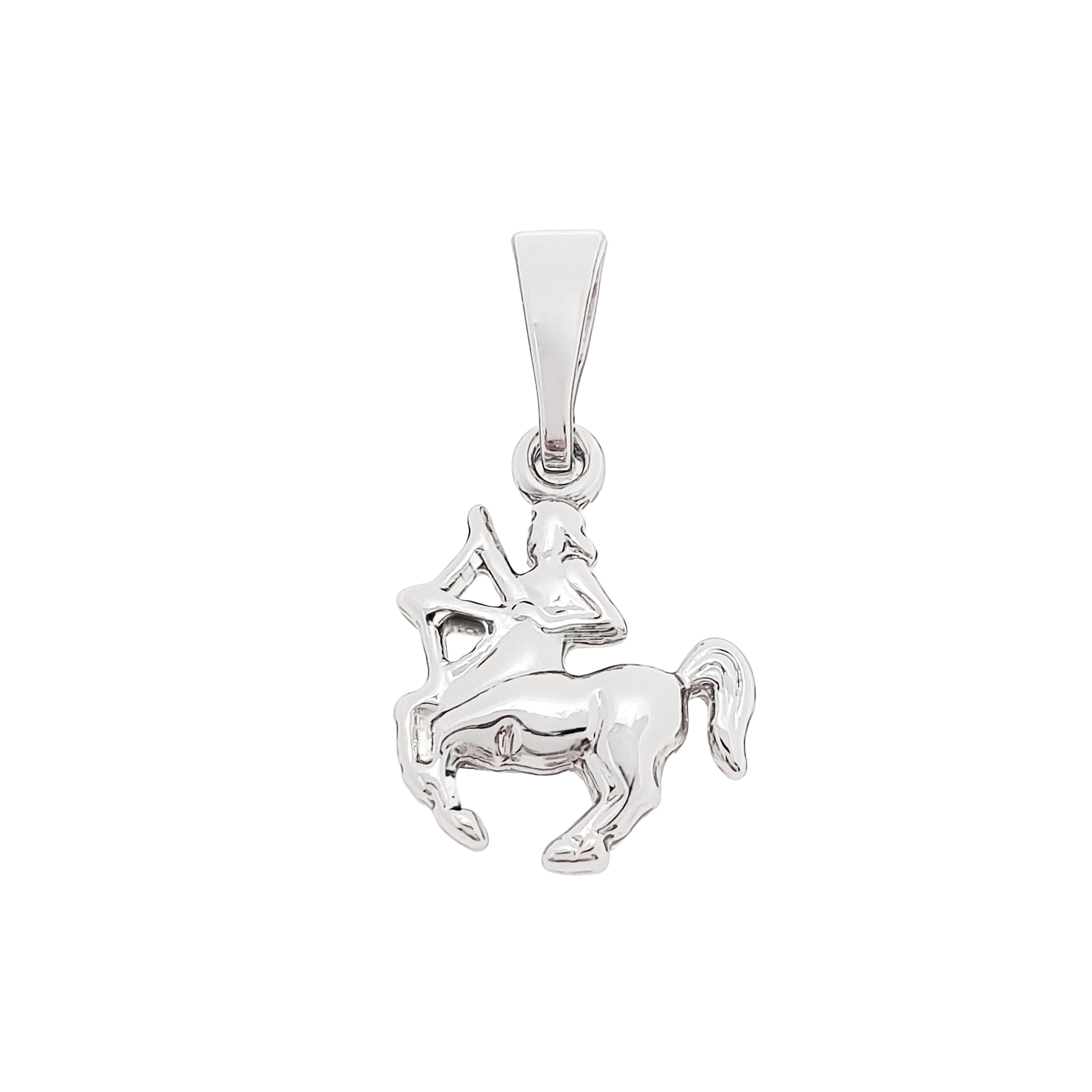 Strēlnieka zodiaka kulons bez ielaidumiem ar pulētu platīna virsmas mirdzumu