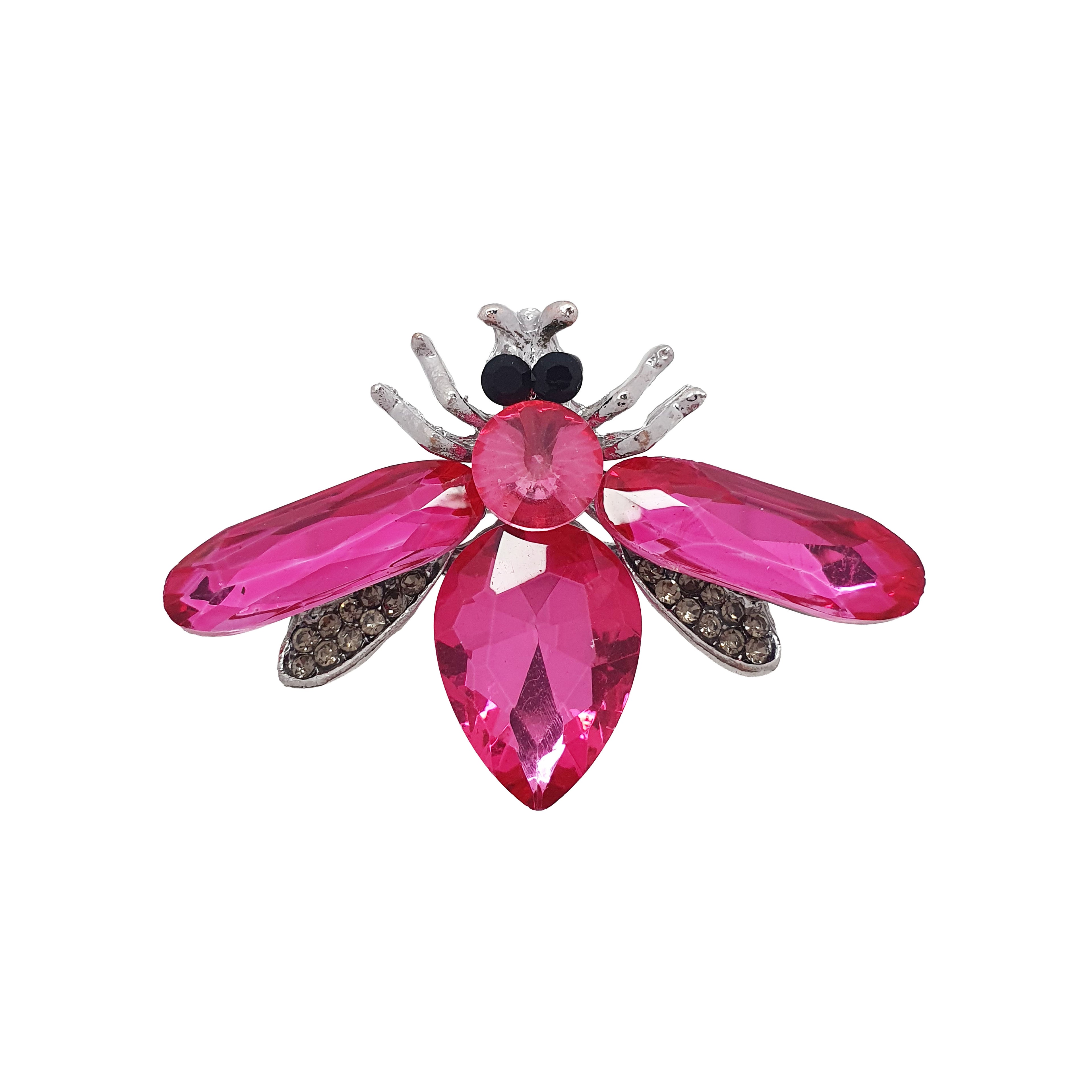 Rozā taureņa formas piespraude ar sudraba toni